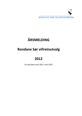 ÅRSMELDING Rondane Sør Villreinutvalg 2012