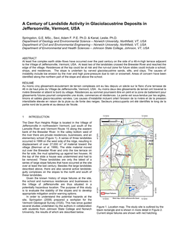 A Century of Landslide Activity in Glaciolacustrine Deposits in Jeffersonville, Vermont, USA