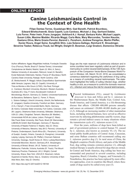 Canine Leishmaniasis Control in the Context of One Health