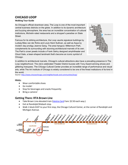 CHICAGO LOOP Walking Tour Guide