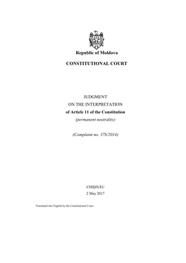 Republic of Moldova CONSTITUTIONAL COURT