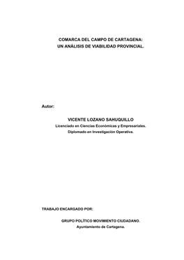Comarca Del Campo De Cartagena: Un Análisis De Viabilidad Provincial