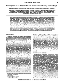 Development of an Enzyme-Linked Immunosorbent Assay for Carbaryl