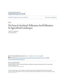 Pollinators and Pollination in Agricultural Landscapes Charles C