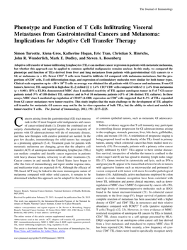 Therapy Implications for Adoptive Cell Transfer Gastrointestinal Cancers and Melanoma