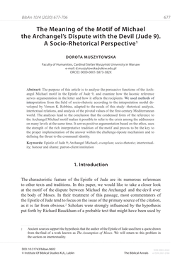 The Meaning of the Motif of Michael the Archangel’S Dispute with the Devil (Jude 9)