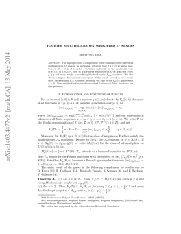 Fourier Multipliers on Weighted $ L^ P $ Spaces