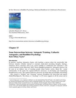 Chapter 15 Some Intersections Between Autogenic Training