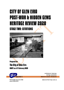 City of Glen Eira Post-War & Hidden Gems Heritage