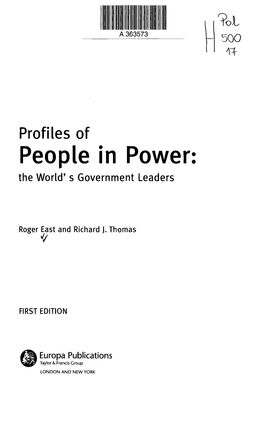 Profiles of People in Power; the World' S Government Leaders