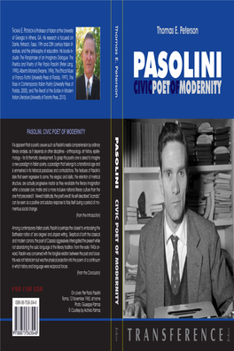 Pasolini, Civic Poet of Modernity