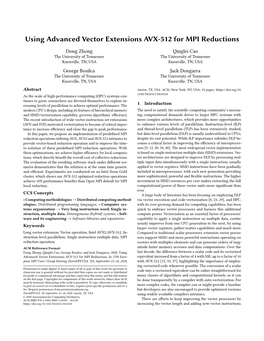 Using Advanced Vector Extensions AVX-512 for MPI Reductions