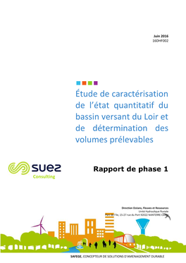 Étude De Caractérisation De L'état Quantitatif Du Bassin Versant Du Loir