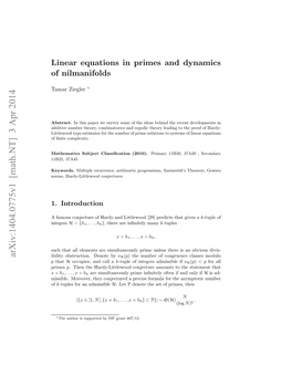 Linear Equations in Primes and Dynamics of Nilmanifolds 3