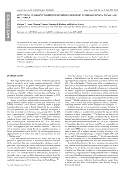 Monitoring of Organophosphorous Pesticide Resdues in Samples of Banana, Papaya, and Bell Pepper