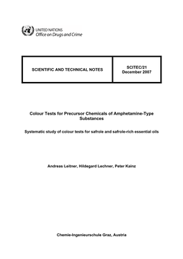 Colour Tests for Precursor Chemicals of Amphetamine-Type Substances