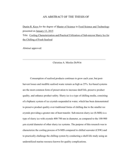 Cooling Characterization and Practical Utilization of Sub-Micron Slurry Ice for the Chilling of Fresh Seafood