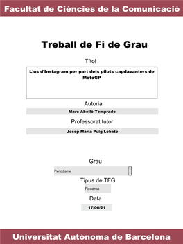 Treball De Fi De Grau