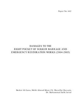 Damages to the Right Pocket of Sukkur Barrage and Emergency Restoration Works (2004-2005)