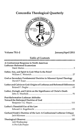 Concordia Theological Quarterly