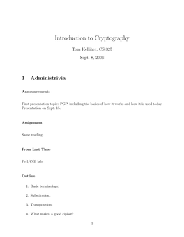 Introduction to Cryptography