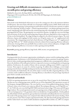 Economic Benefits Depend on Milk Price and Grazing Efficiency Holshof G., Evers A.G., De Haan M.H.A