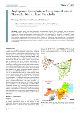 Check List and Authors Chec List Open Access | Freely Available at Journal of Species Lists and Distribution Pecies S