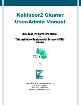 Kohinoor2 Cluster User/Admin Manual