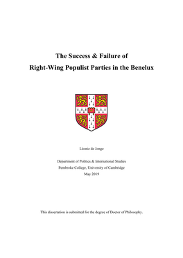 The Success & Failure of Right-Wing Populist Parties in the Benelux