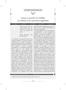 Cantar Y Escuchar La Rebeldía. La Música Y Las Canciones Zapatistas