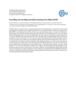 Upwelling, Downwelling and Tidal Straining in the Rhine ROFI