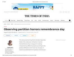 Observing Partition Horrors Remembrance Day