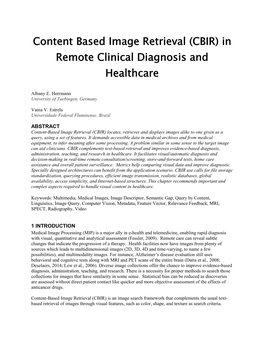 CBIR) in Remote Clinical Diagnosis and Healthcare