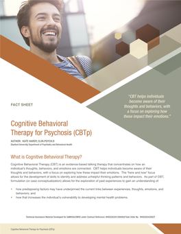 Cognitive Behavioral Therapy for Psychosis (Cbtp)