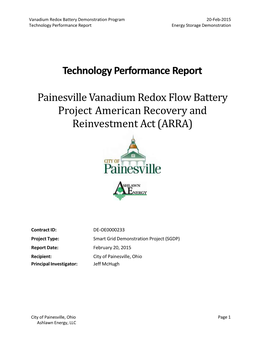 Technology Performance Report Painesville