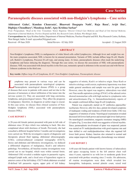 Case Series Paraneoplastic Diseases Associated