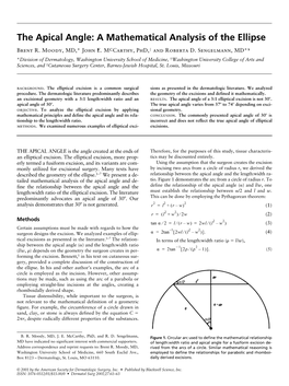 The Apical Angle: a Mathematical Analysis of the Ellipse