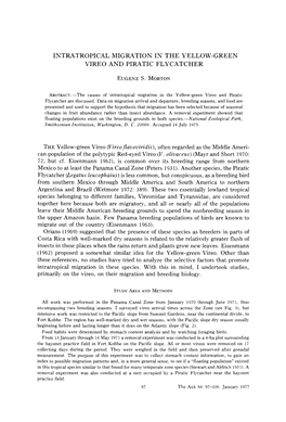 Intratropical Migration in the Yellow-Green Vireo and Piratic Flycatcher