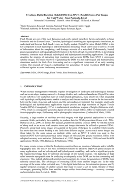 DEM) from SPOT 4 Satellite Stereo-Pair Images for Wadi Watier - Sinai Peninsula, Egypt Moustafa El-Sammany1, Islam H