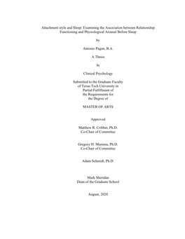 Attachment Style and Sleep: Examining the Association Between Relationship Functioning and Physiological Arousal Before Sleep