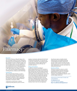 Education the Doctor of Pharmacy (Pharmd)