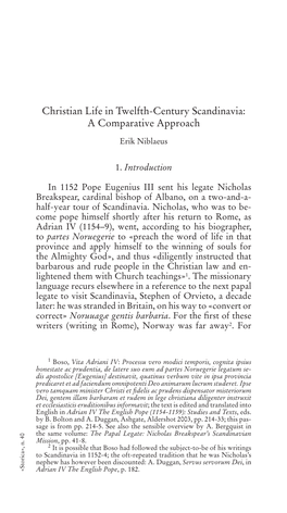 Christian Life in Twelfth-Century Scandinavia: a Comparative Approach