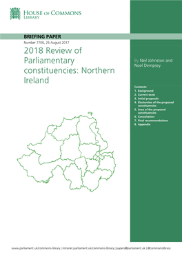 2018 Review of Parliamentary Constituencies: Northern Ireland