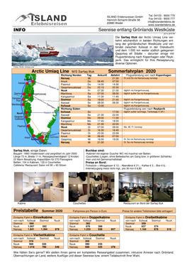 INFO Seereise Entlang Grönlands Westküste Sommerfahrplan 2020