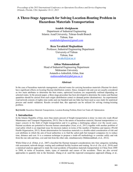 A Three-Stage Approach for Solving Location-Routing Problem in Hazardous Materials Transportation