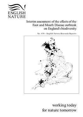 Working Today for Nature Tomorrow Cover Illustration: Distribution of FMD Cases Across England’S Natural Areas