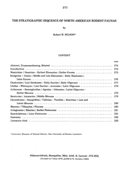 The Stratigraphic Sequence of North American Rodent Faunas