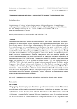 Mapping Environmental and Climate Variations by GMT: a Case of Zambia, Central Africa