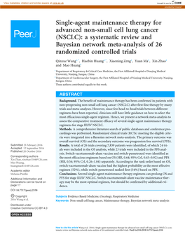 Single-Agent Maintenance Therapy for Advanced Non-Small Cell Lung Cancer