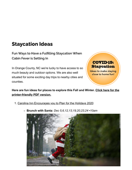 Staycation Ideas